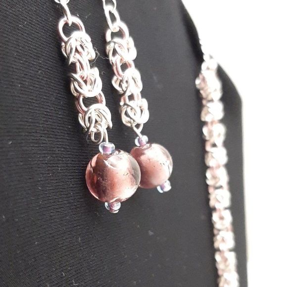 Handmade Byzantine Chainmaille Necklace & Earrings Set - Picture 12 of 12